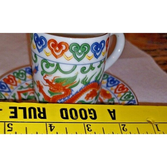 Vintage OMC Japan Porcelain Hand Painted Dragon Teacup & Saucer Set - Picture 2 of 5
